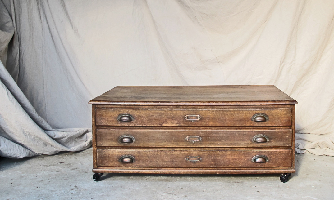 English Oak Plan Drawers quintessential duckeggBLUE