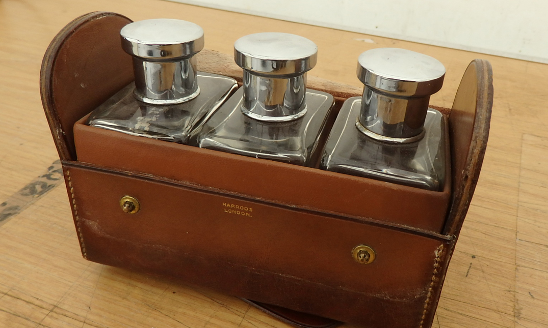 Leather Perfume Bottle Carrying Case quintessential duckeggBLUE