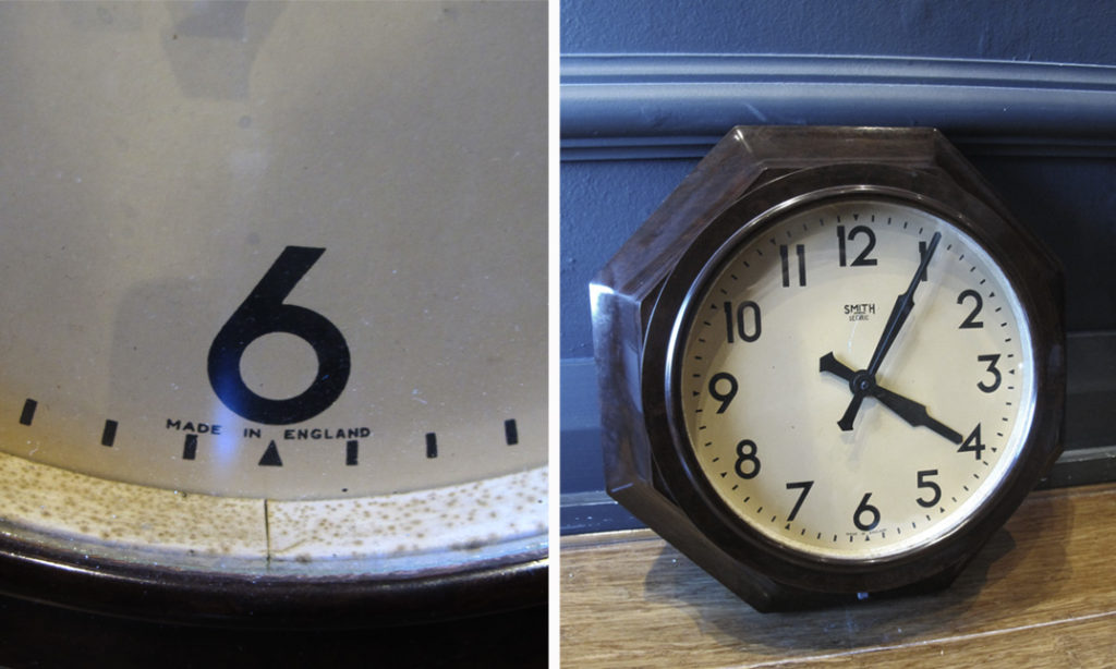 Hexagonal Vintage Smiths Wall Clock quintessential duckeggBLUE