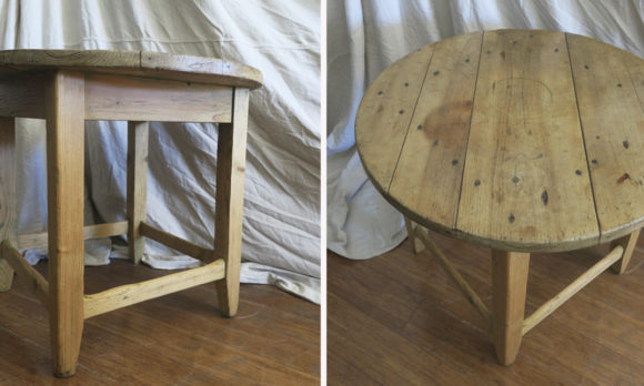 French Scrubbed Pine Round Table | quintessential duckeggBLUE