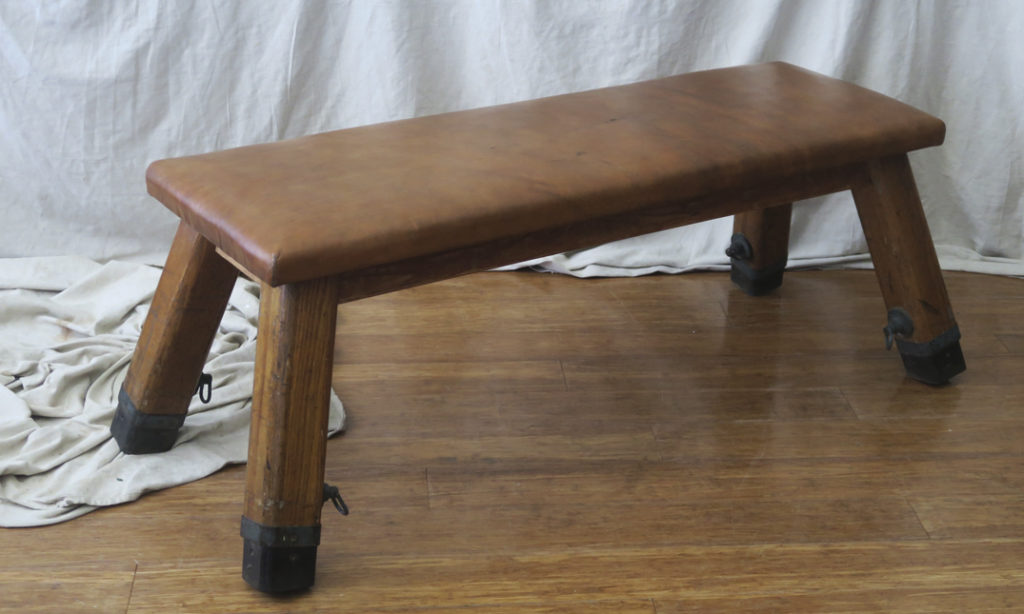Vintage Leather Gym Bench quintessential duckeggBLUE