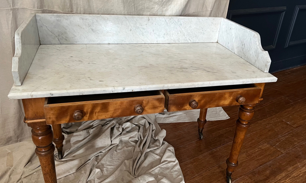 Antique Marble Top Wash Stand quintessential duckeggBLUE