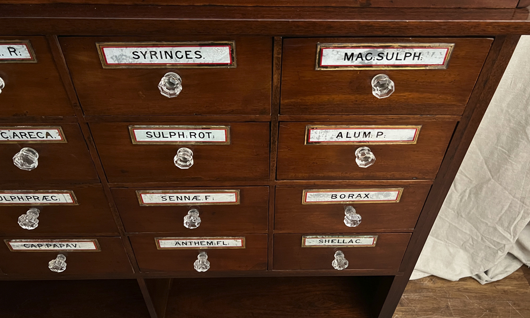 Pharmacists Antique Apothecary quintessential duckeggBLUE