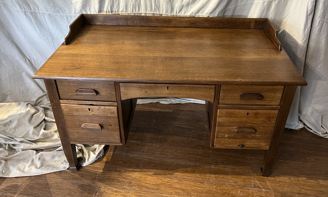 MidCentury English School Teachers Desk quintessential duckeggBLUE